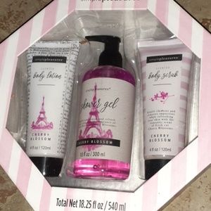 Simple pleasures body lotion,scrub and gel set